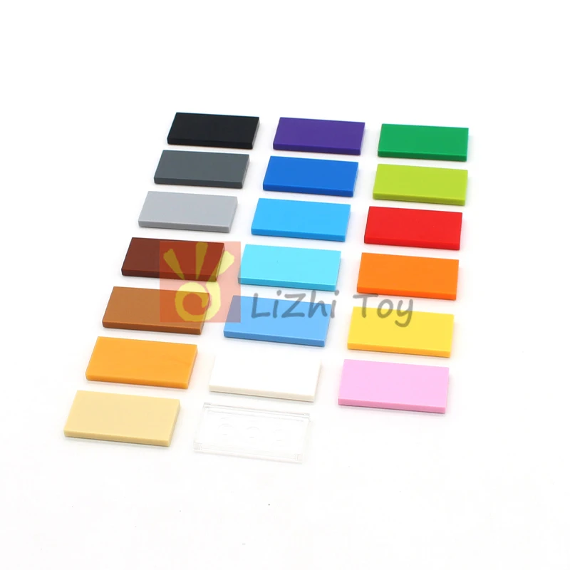 50pcs MOC Flat Tiles 2x4 Tablet Smooth 87079 DIY Enlighten Classic Building Block Bricks Compatible with Assembles Particles Toy