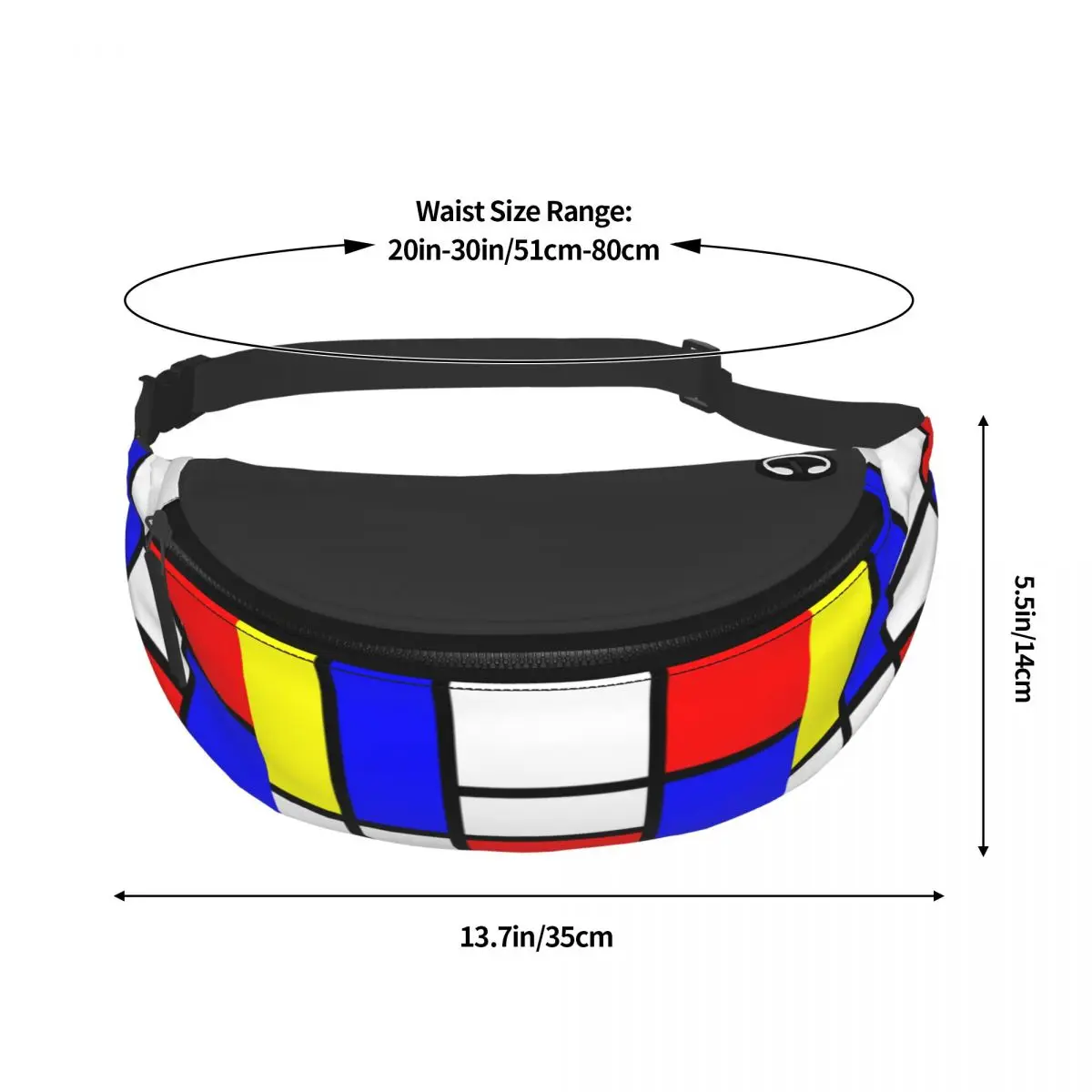 Bolsa de cintura crossbody para viagem, moderno Mondrian Fanny Pack para mulheres, xadrez geométrico colorido, bolsa de dinheiro para telefone, moda personalizada