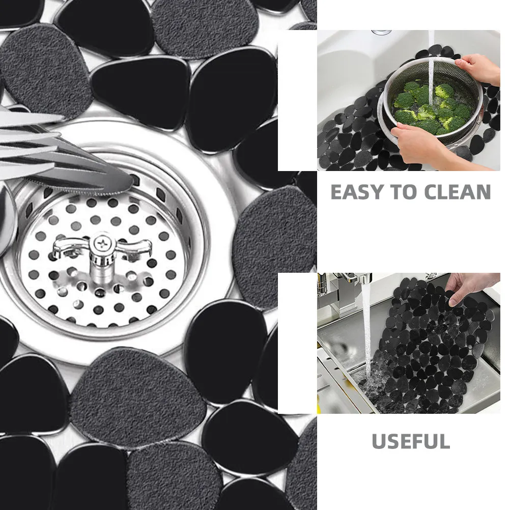 2Pcs Heavy-Duty PVC Sink Mat Anti-Skid Drainable Kitchen Sink Protector for Home Use Dish Drying Fragile Ware Protection