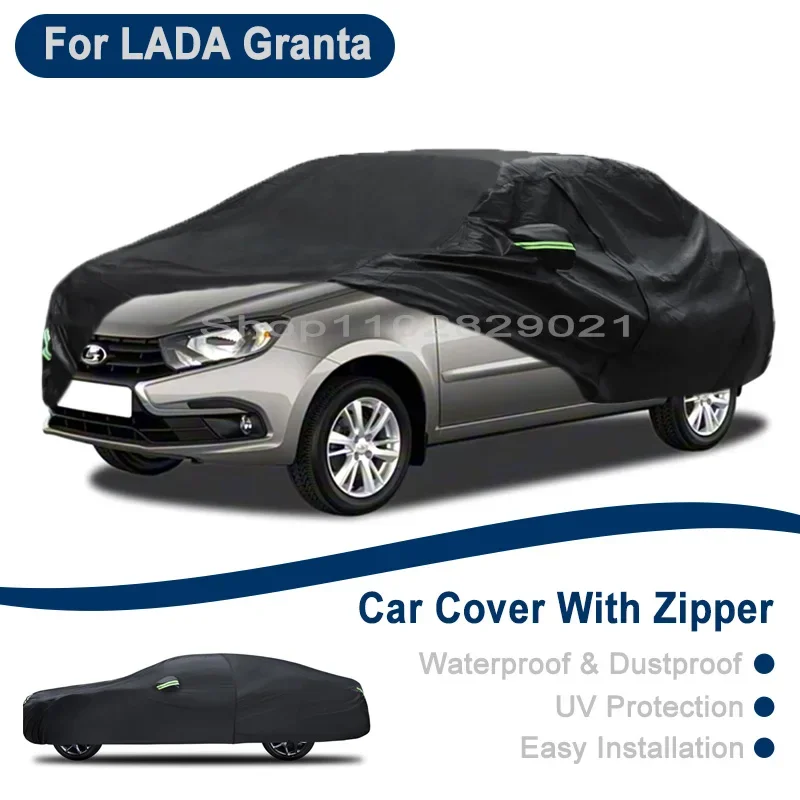 

Outdoor Full Vehicle Cover For LADA Granta - Side Zipper Design, Waterproof Dustproof Sun Protection Car Cover