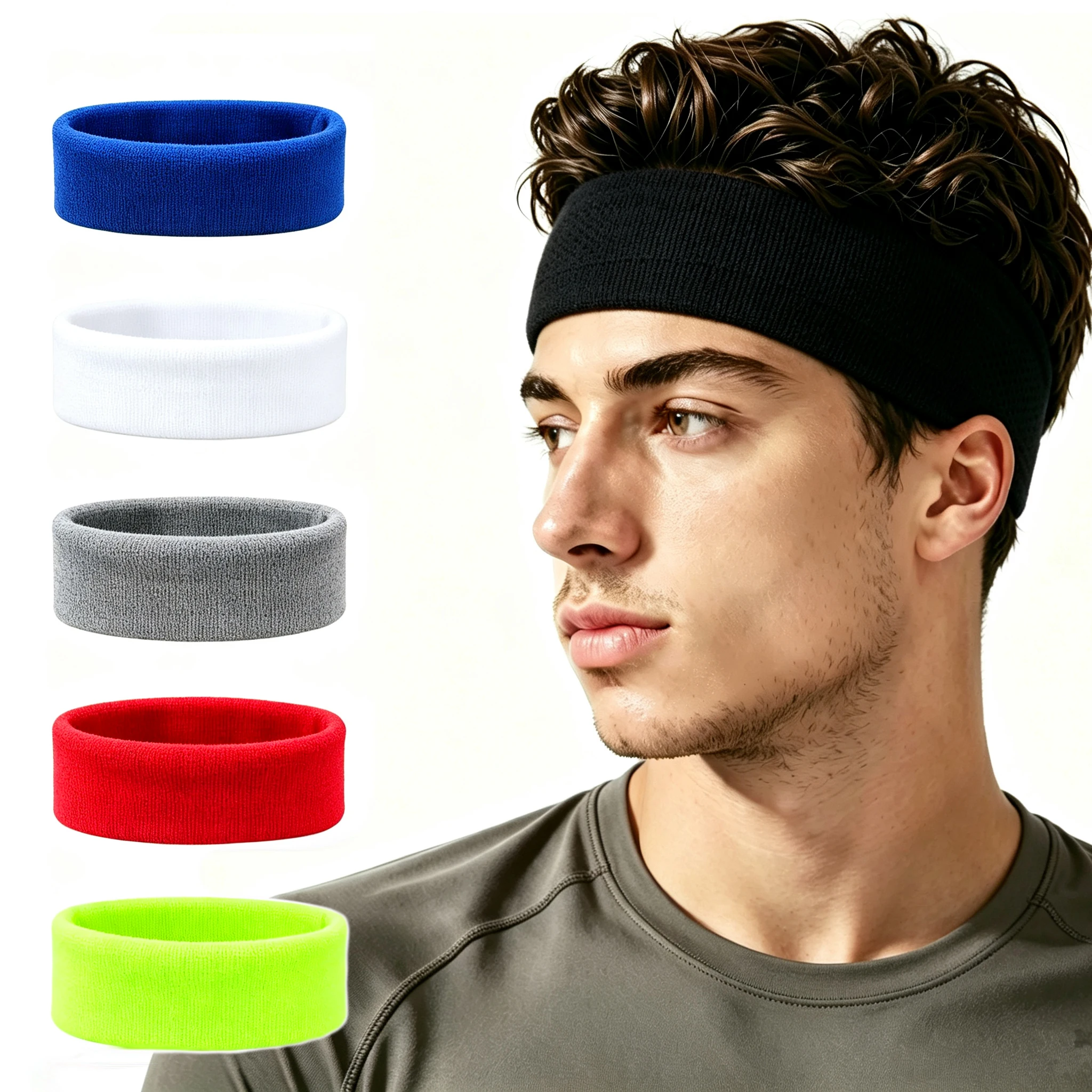 MEN'S Professional Solid Color Sports Headband High Elasticity Strong Water Absorption for Yoga Cycling Outdoor Activities