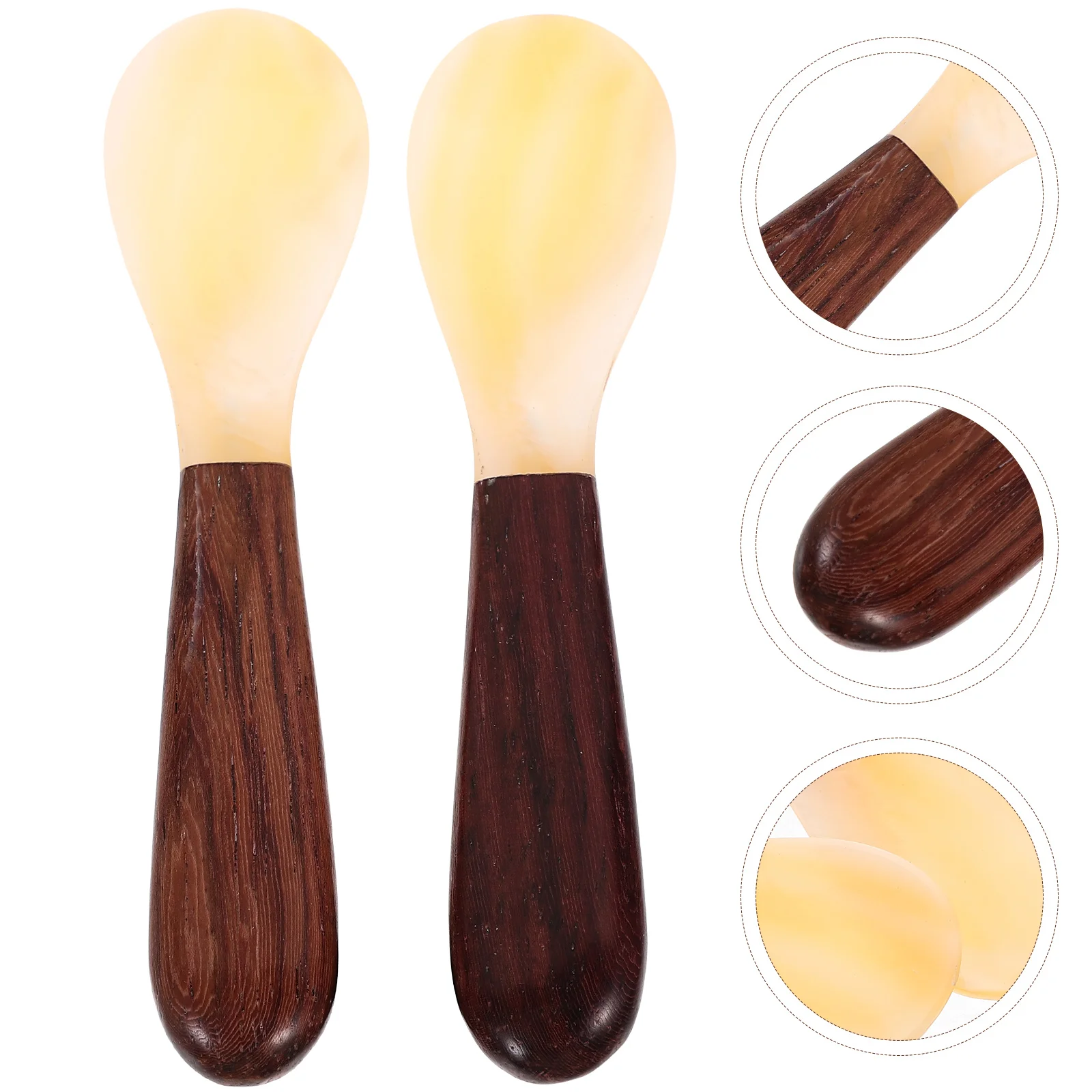 

2Pcs Multifunctional Dessert Spoon Ebony Handle Shell Spoons Coffee Spoons Coffee Mixing Spoon Iced Tea Spoon