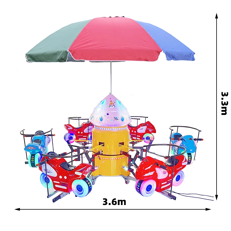 Children's Horse Carousel Rides Motorcycle Playground Portable Electric Kids Merry Go Round for Amusement Parkpromote sales