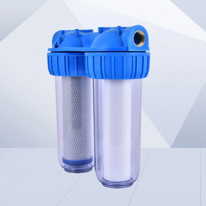 1Set 10inch Two Stage Filter Bottle Washable Filter Element Household Kitchen Tap Water Pipeline Filter Water Purifier