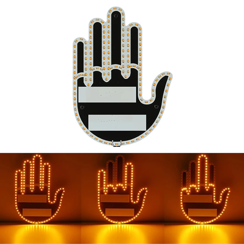 

1pc Car Finger Light with Remote, Road Rage Signs Middle Finger Gesture Light,Auto Amber Middle Finger Warning Brake Light
