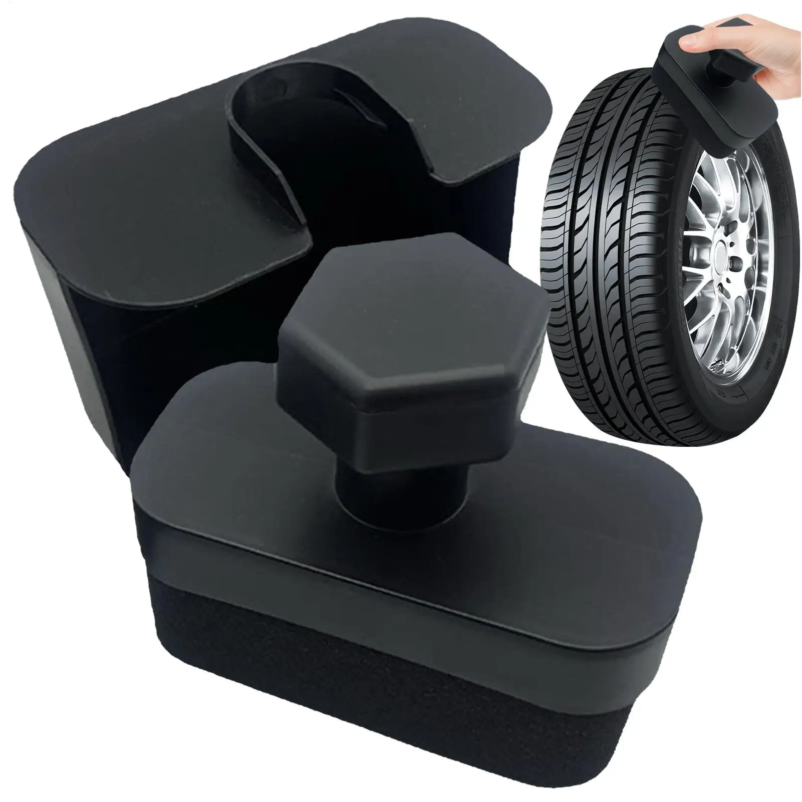 

Tire Dressing Applicator Car Tire Polishing Sponge Brush Auto Wheel Dressing Tool With Non-Slip Handle For Sedan SUV Truck