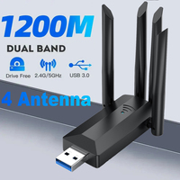 Dual Band USB wifi 1200Mbps Adapter 2.4GHz 5GHz 4 Antenna WiFi USB Dongle for PC Laptop Computer 600Mbps Network Card Receiver