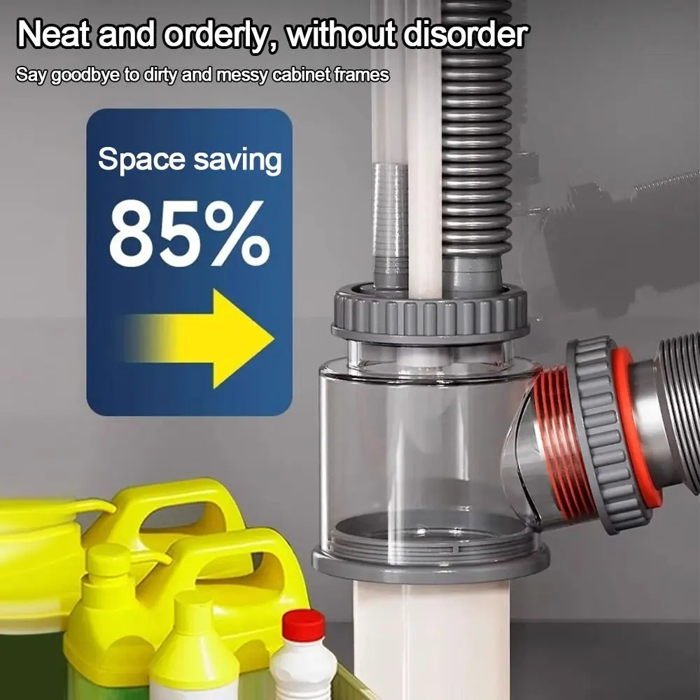 

Anti Odor Sink Drain Pipe Adapter Sealing Ring Multifunctional Dishwasher Water Pipe Connector 5 in 1 Kitchen Basin Sewer Branch