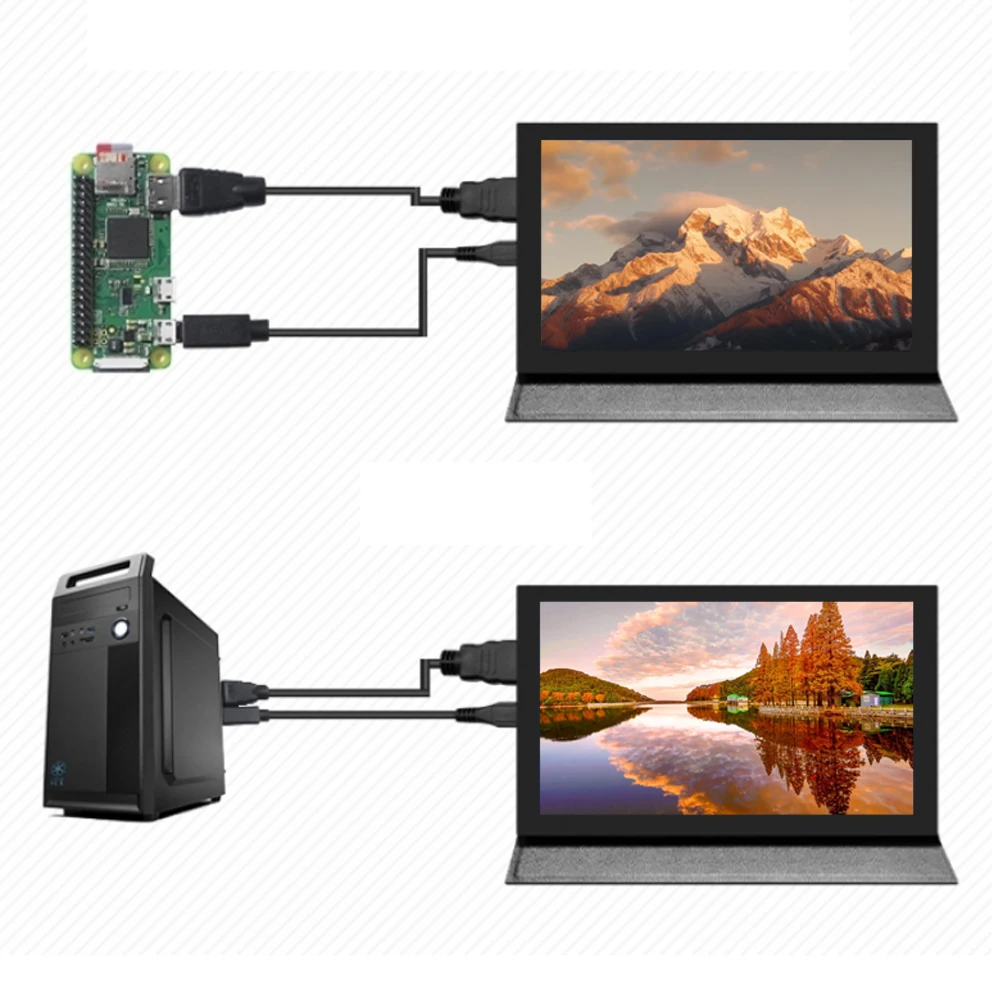 10.1 Inch LCD Display Screen Module for Raspberry Pi 3B 4B 5B HDMI 1024*600 IPS HD Full Viewing Angle with capacitance Touch