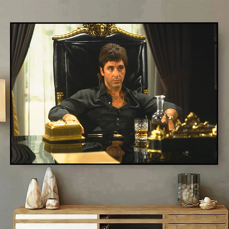 Gangster Movie Scarface Posters Prints Tony Montana with Money Canvas Painting Portrait Wall Art Pictures Living Room Home Decor