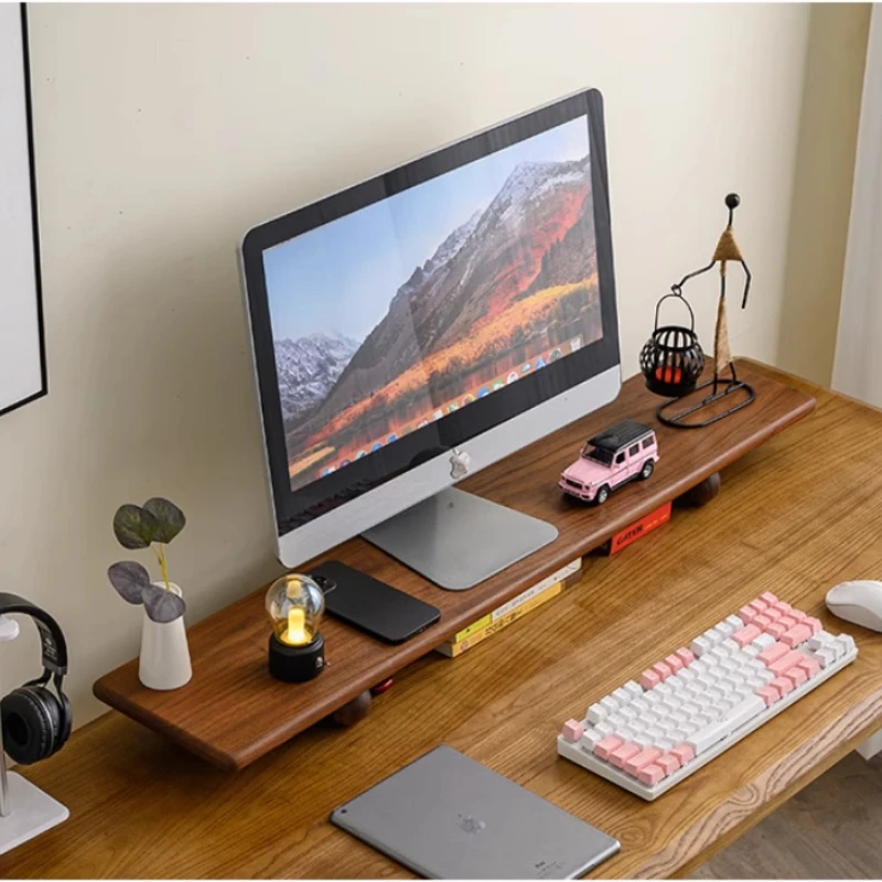 Walnut Monitor Stand Modern Workspace Desktop Riser for Computer/Laptop Ergonomic Office Organizer Display Screen Heighten Base