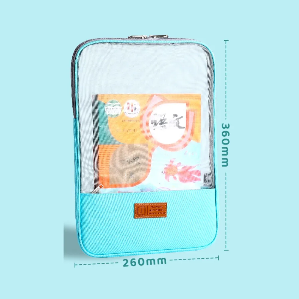 Nylon Mesh Mesh Zipper Pouch Bag Transparent Multifunctional Document Bag Portable A4 Data Storage Bag School Office Supplies