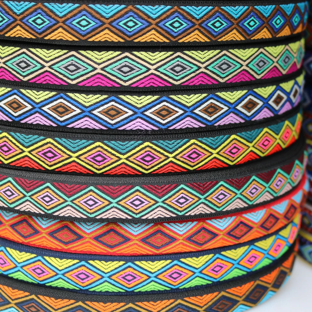 5 Yards 0.78 Inch 20MM 18MM Geometric Styles Woven Jacquard Embroidered Ribbons DIY Apparel Wrapping Trim Sewing Accessories 50Y