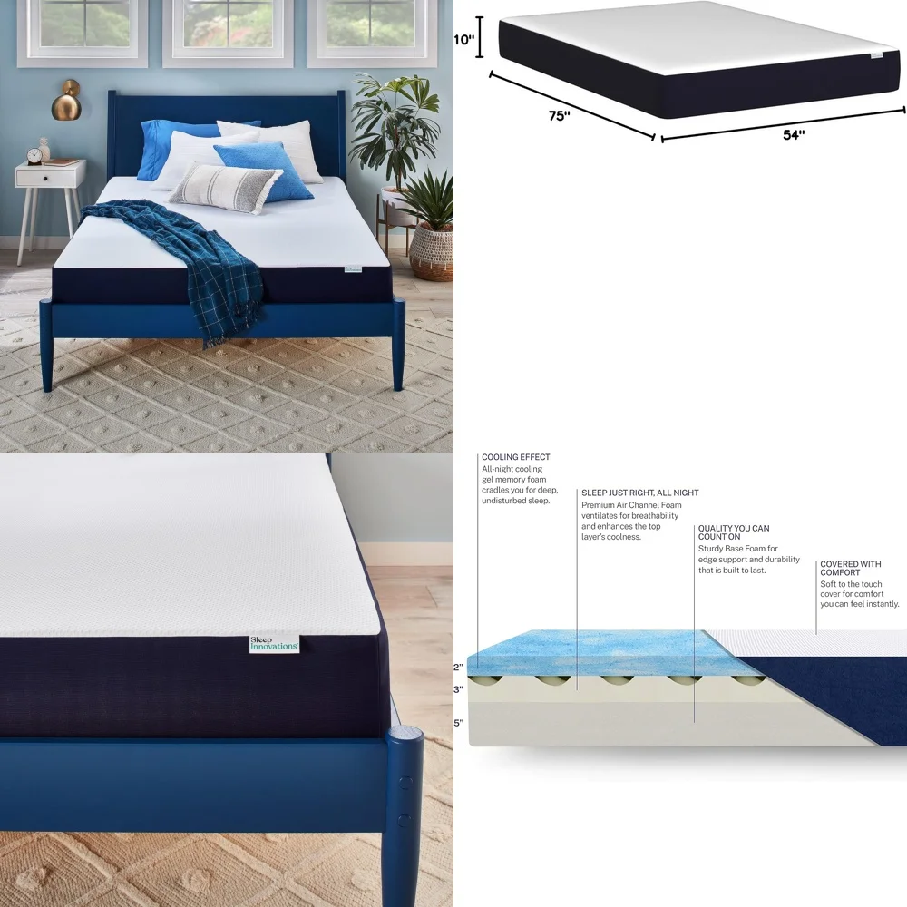 

Mattresses10 Inch Cooling Gel Memory Foam Mattress Full Size Medium Firm Bed in a Box