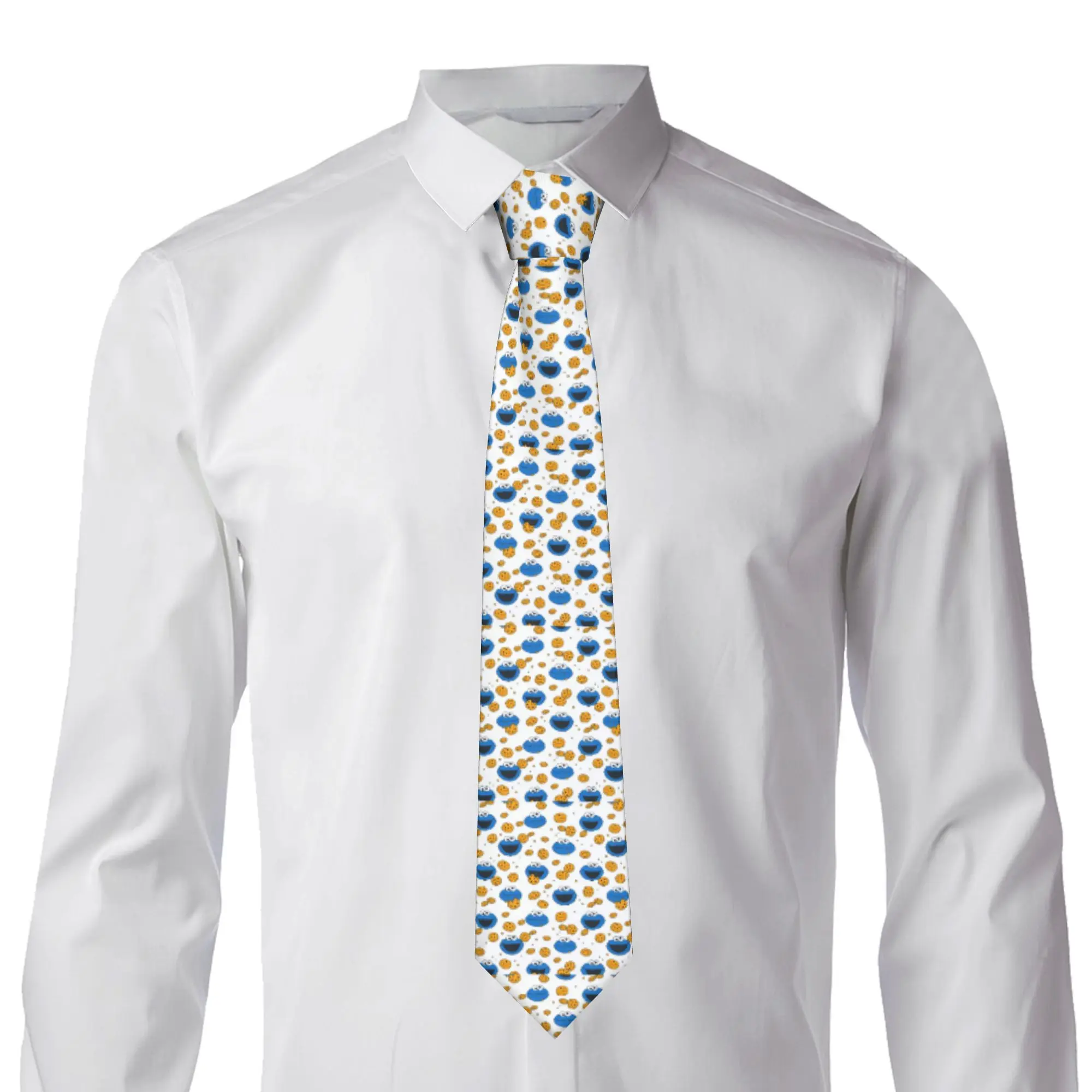 Custom Cookies Anime Monsters Tie Men Printed Necktie Elmo Cartoon Four Seasons Fashion Tie Necktie For Father's Day