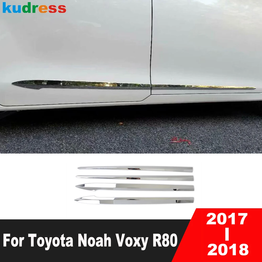 For Toyota Voxy Noah 80 2017 2018 ABS Chrome Car Side Door Body Trim Door Line Panel Molding Garnish Strip Sticker Accessories