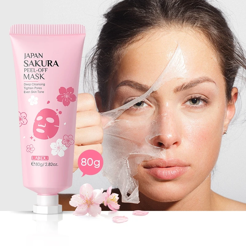 LAIKOU Giappone Sakura Peel-Off Maschera per il viso Schiarente Idratante Pulizia profonda Rimuovi punti neri 80g