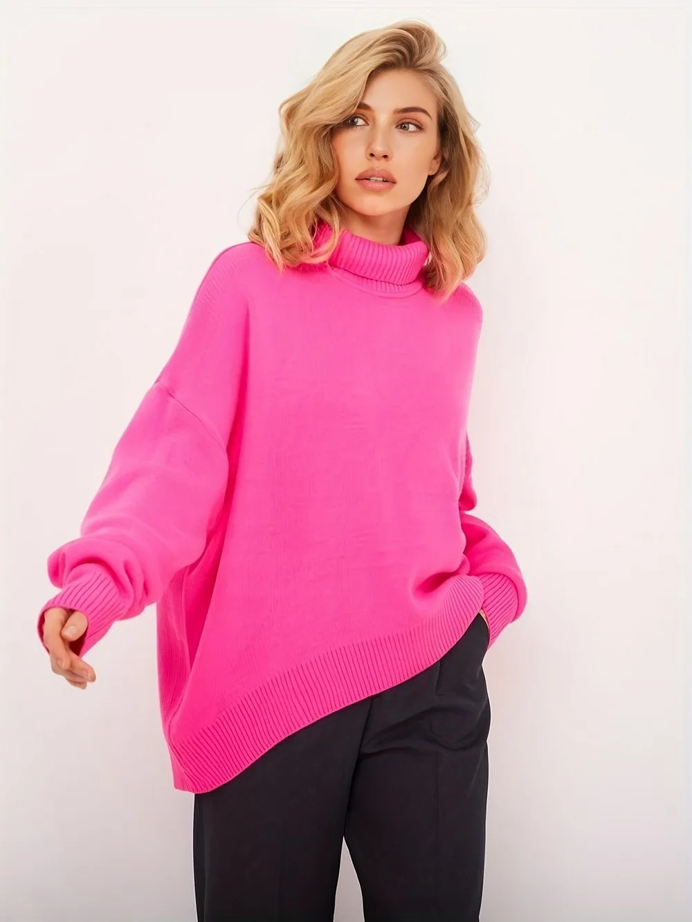 

Wixra Women's Long Sve Turtlene Sweater for Autumn Winter Season Other Material 00% Faionable Ladies Knitwear