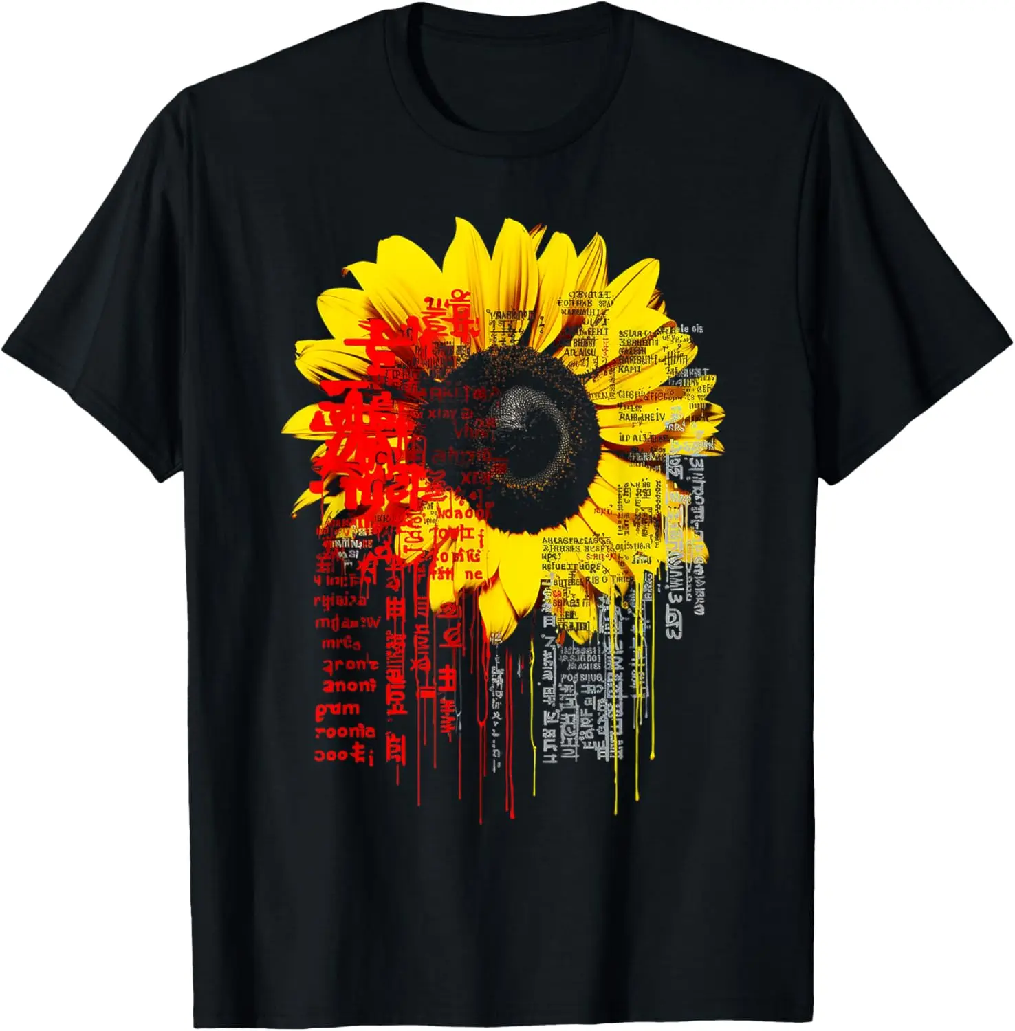 

Sunflower Abstract Japanese Text Art Graphic Sunflower T-Shirt
