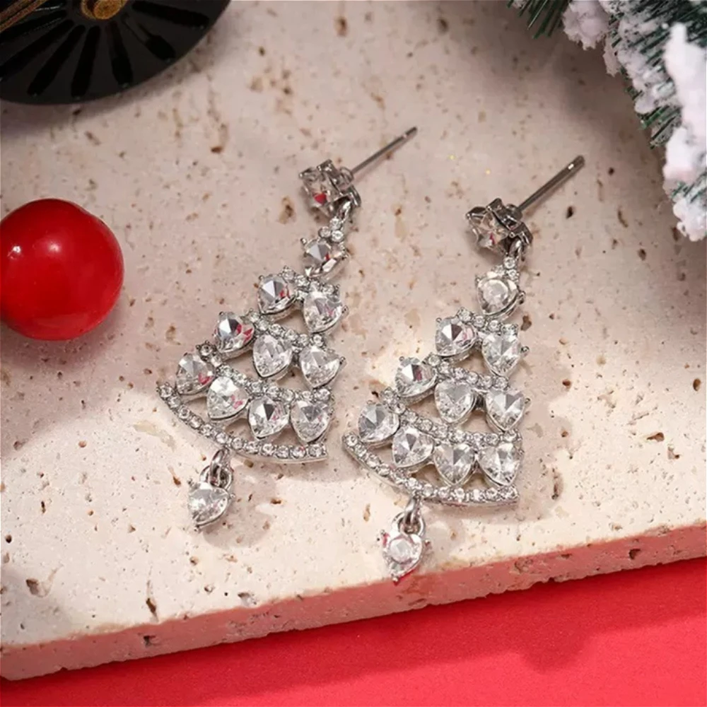 شخصية حجر الراين شجرة عيد الميلاد ستار الحلي قطرة وأقراط للنساء تنوعا بيان مجوهرات الزفاف الزفاف #4