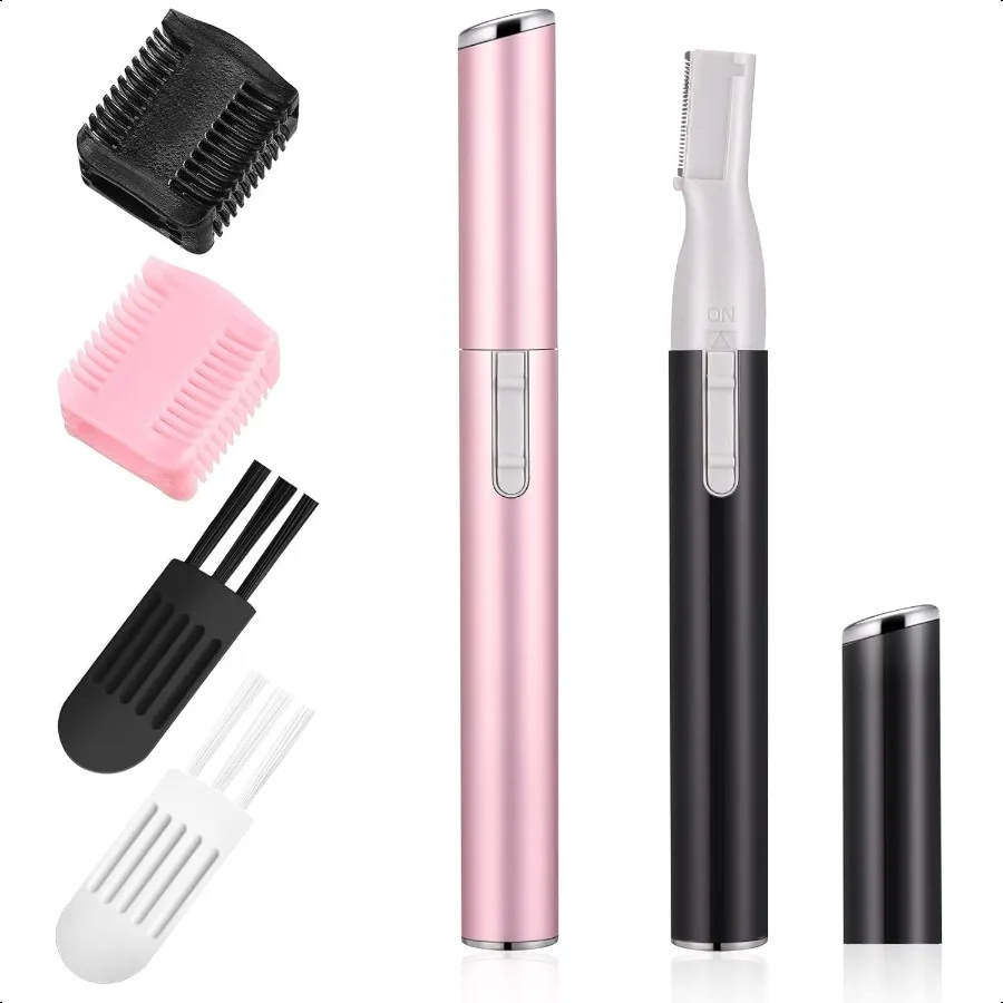 

2 Pcs Electric Eyebrow Trimmer Women Precision Face Razors Mini Shaver with Comb Christmas Women Gift Battery Operated Personal