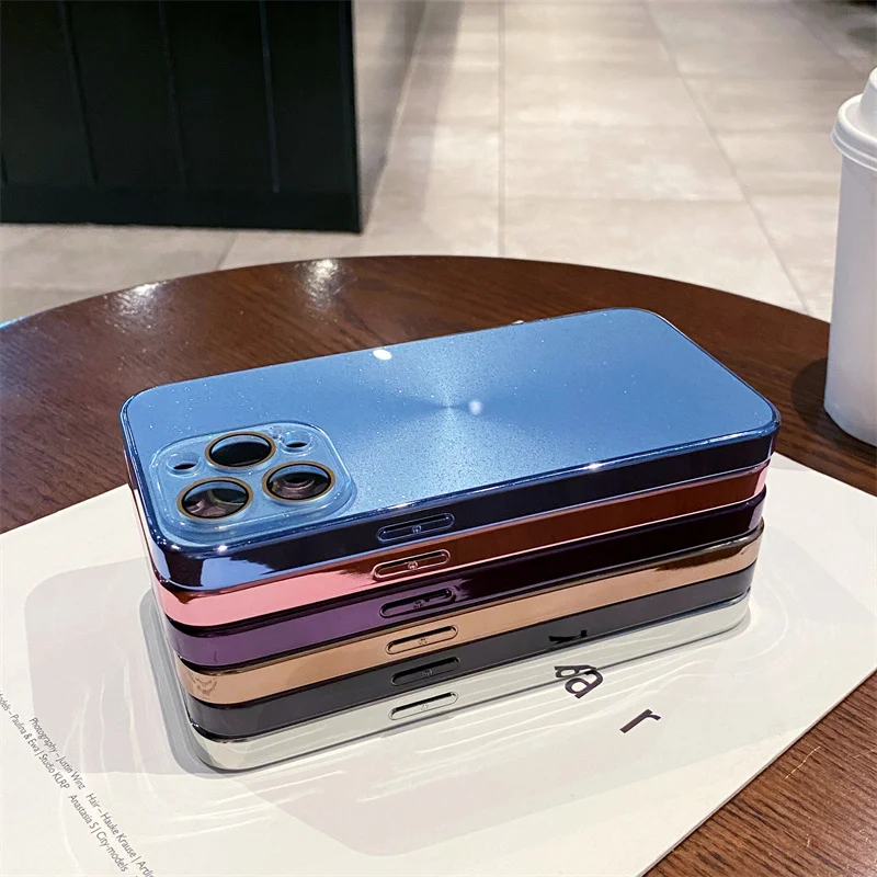 럭셔리 블링 레이저 오로라 패턴 전화 케이스 iPhone 16 15 Pro Max 13 12 11 14 Plus 케이스 소프트 범퍼 충격 방지 매트 커버