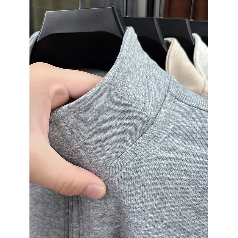 Hot Sales Autumn Winter Embroidery Casual Overcoat Men Women Long Sleeve With Zip Up Hoodie Cotton Turtleneck Tops Tracksuit