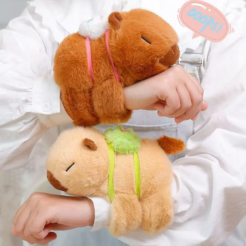 Capybara Toy Slap Snap Wrap Wristband Bracelet Plush Doll Kawaii Capybara Wrist Hug Clap Circle Funny Toy Bicycle Accessory Gift