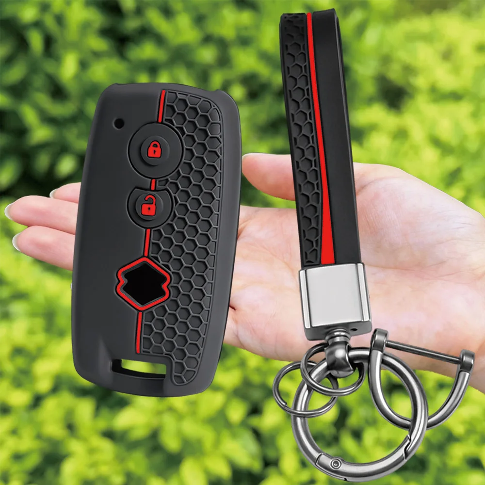 For Suzuki Swift Vitara SX4 S-Cross Ignis Baleno Ertiga Jimny silicone car key fob cover with wrist strap and key ring