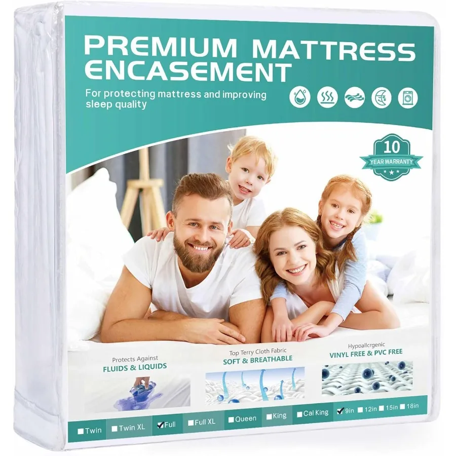 

54 x 75 Full Size Mattress Protector Waterproof Fits 69 Deep Zippered Mattress Pad Cover with Breathable Soft Premium Terry Top