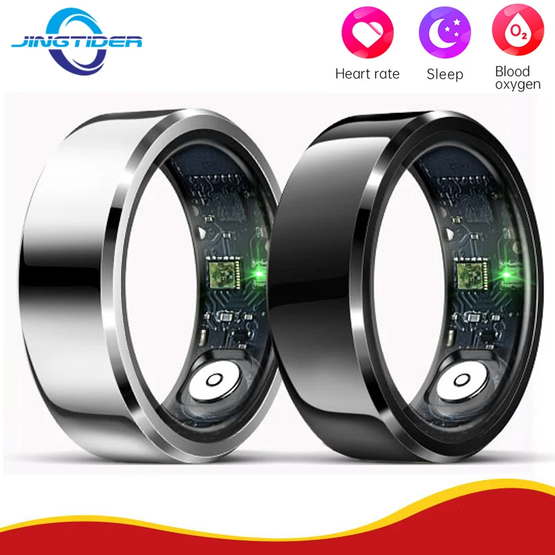 R6 Stainless Steel Fashion Smart Ring Men Women Health Fitness Tracker Activity Sleep Heart Rate Blood Oxygen Monitor Ring