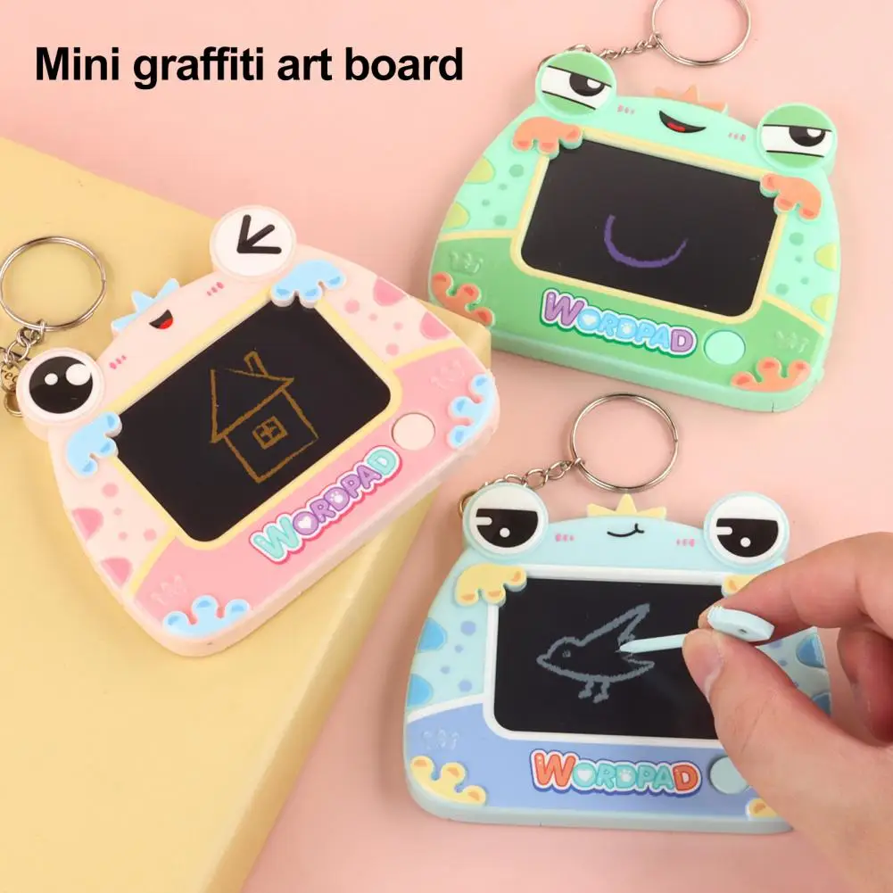 Mini Drawing Board Keychain for Kids, Cartoon Frog Writing Pad with Key Ring, Hanging Small Doodle Sketch Pad for School Bag