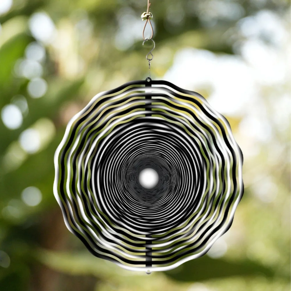 

Black White Spiral Wind Sculpture Kinetic Energy Art Garden Decor