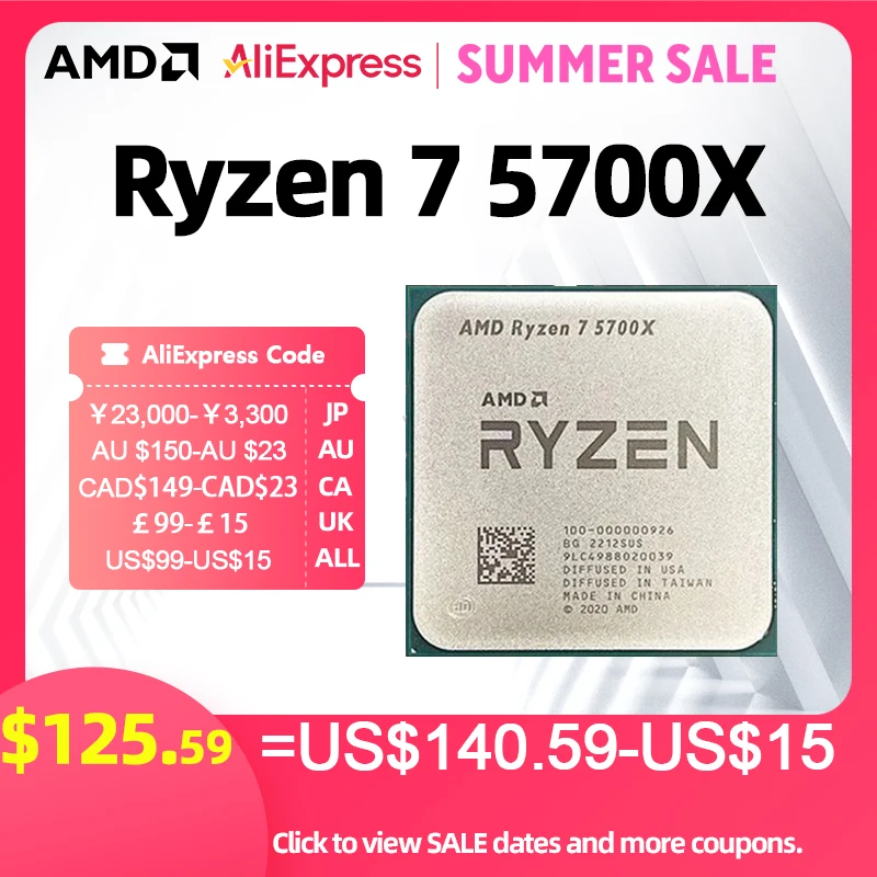 AMD Ryzen 7 5700X 100% Brand New AMD 5700X CPU Up to 4.6GHz 8-Core 16-Thread Stock AM4 Gaming Processor for Desktop ﻿