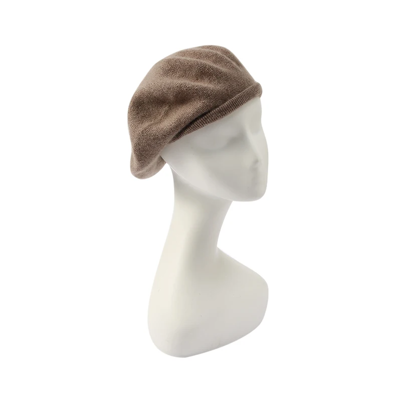 Nouvelle mode 100% cachemire femmes béret chapeau automne hiver luxe grâce dame béret chapeau cachemire tricots doux confortable chapeaux