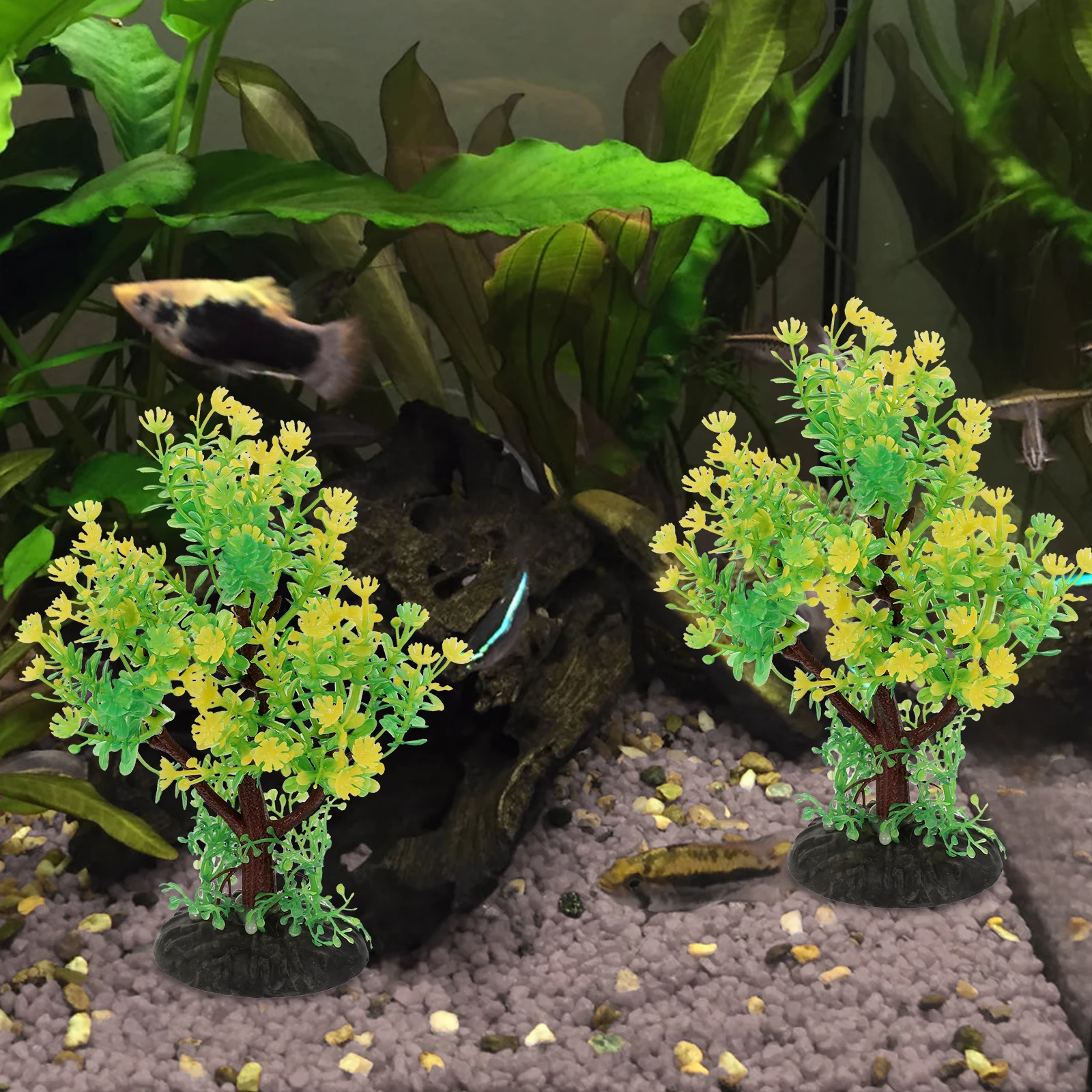

2 Pcs Artificial Aquarium Plants Plastic Lifelike Fish Tank Decorations Safe for Fish Terrarium Accessories Household Grass