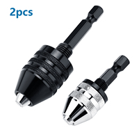 2PCS 1/4 Inch Hex Shank Keyless Drill Chuck Quick Change Adapter Converter Impact Drills Bits, Electric Tool Accessories