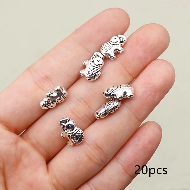20 Vintage Silver Elephant Pendants, Small Hole Beads, Bead Beads, Scattered Beads, Interval Beads, Decorative Beads, Handicraft