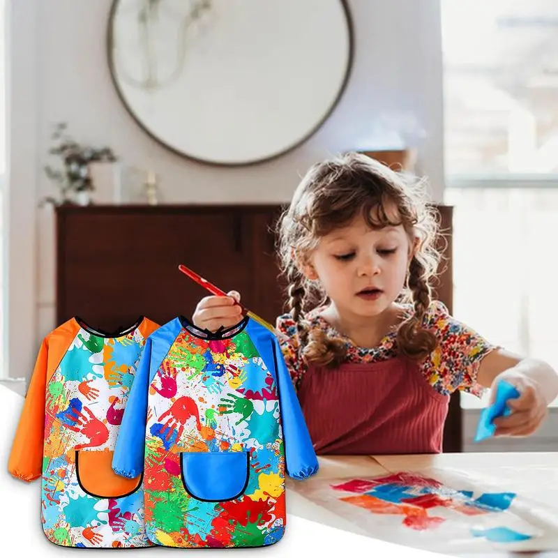 Children Art Aprons Waterproof Children\'s Art Aprons Graffiti Design Toddler Smock Apron For Painting Writing Water Play Cooking