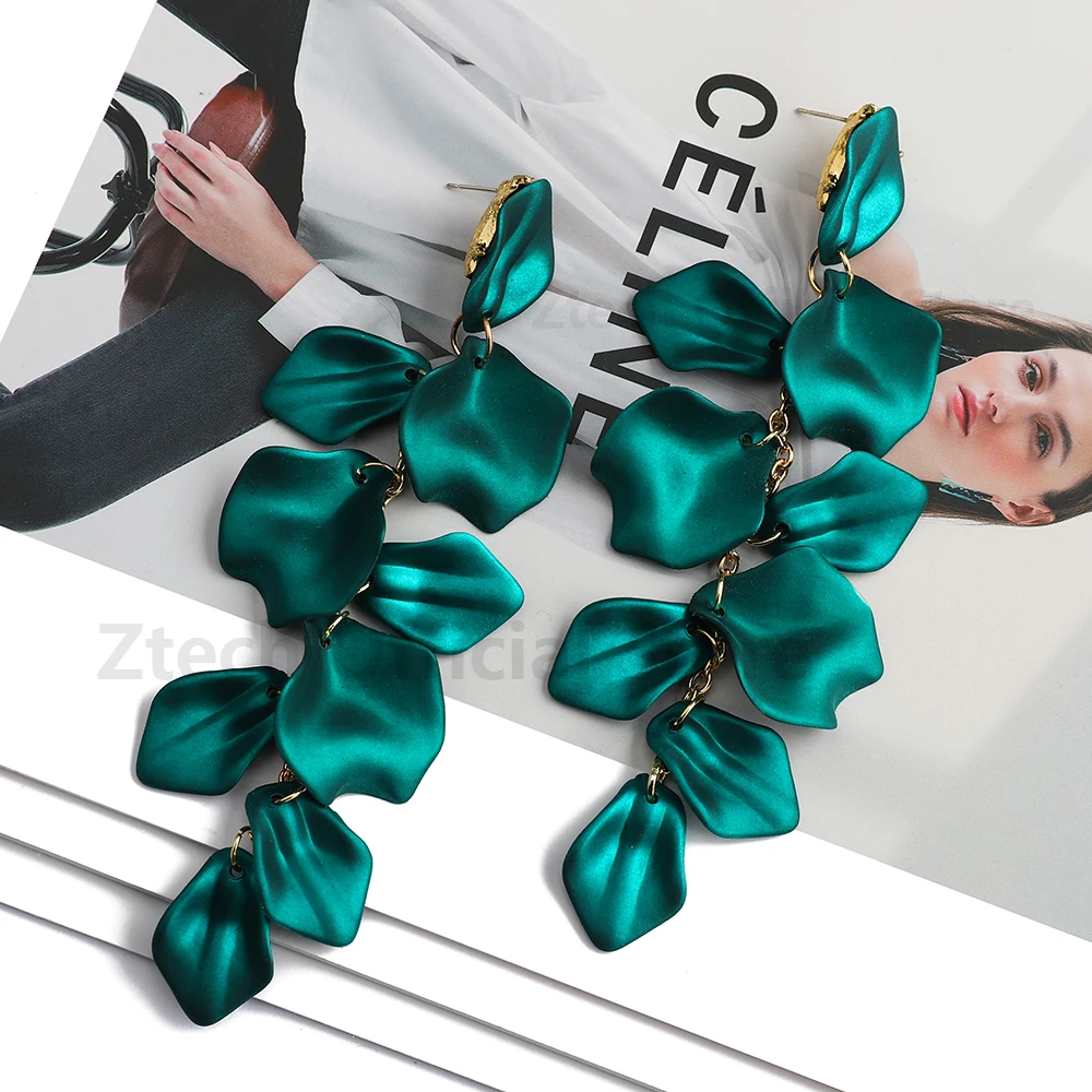 Romantic Sweet Multicolor Acrylic Petals Long Tassel Dangle Earrings For Women Luxury Wedding Party Fashion Jewelry Accessories image 2