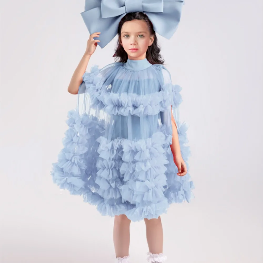 2024 New Fantasia Dresses Elegant Luxury Tutu 2pcs Teen Tulle Holiday Dress Wedding Children Kid Party Costume Baby Girl Clothes