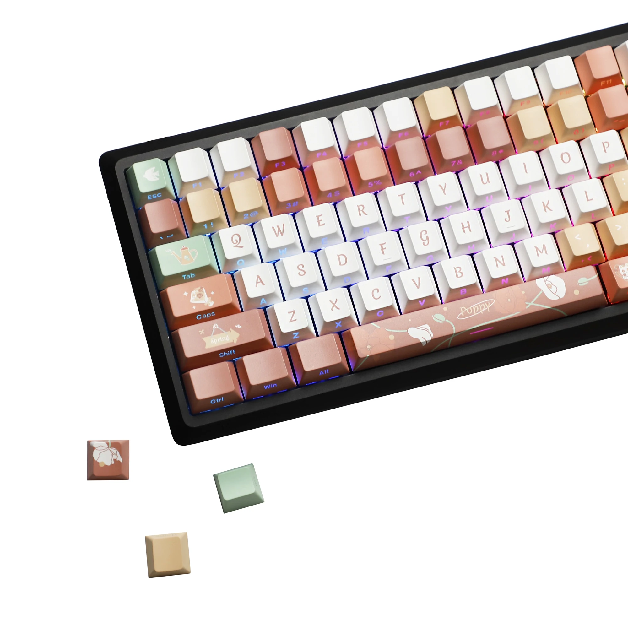 

YMDK 137 Key March of the Poppy Theme Keycaps Sidelit Shine Through Cherry Profile PBT Dye Sub Keycap for MX Mechanical Keyboard