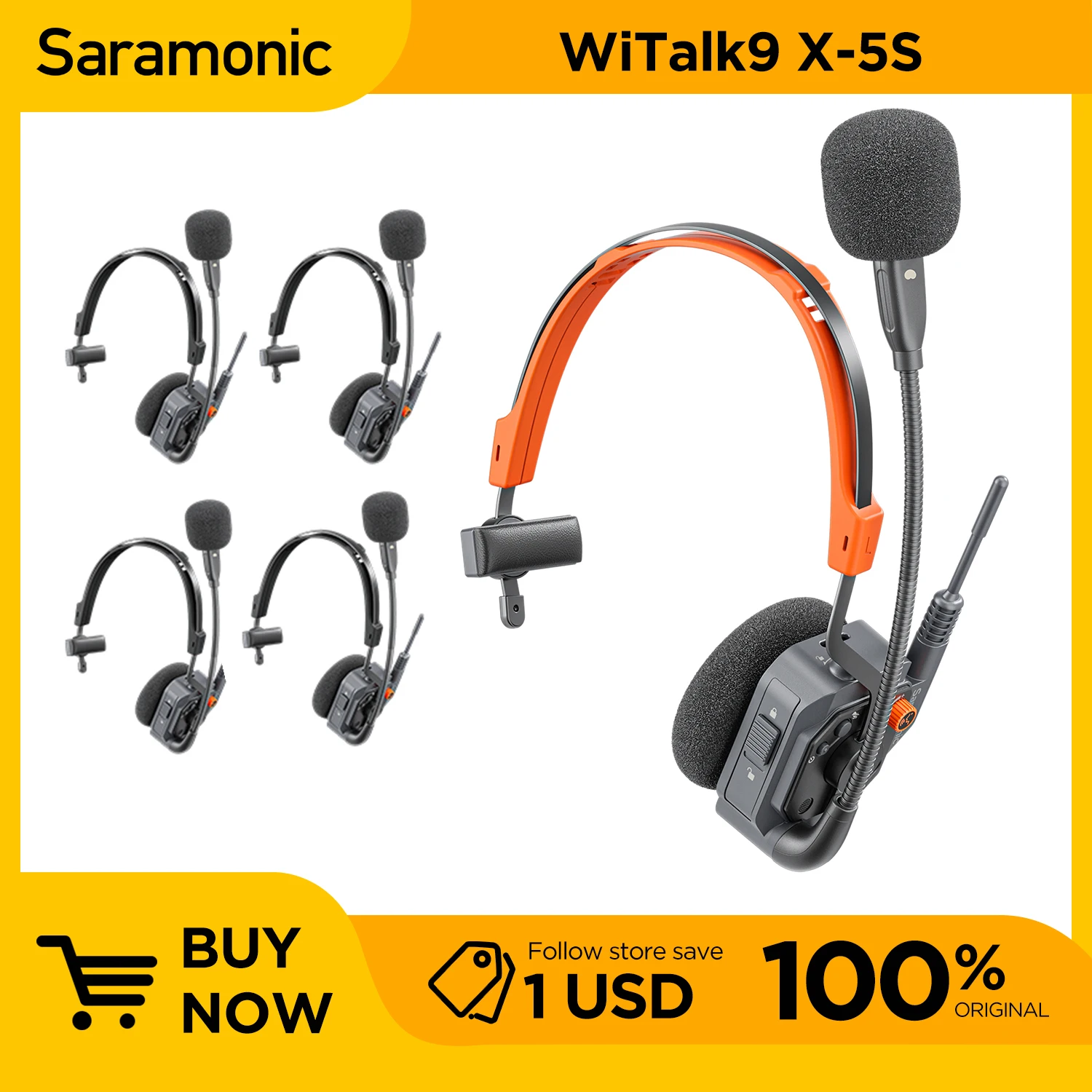 

Saramonic WiTalk9 X 9-Person Headset Modular Full-Duplex Wireless Intercom System for Filmmaking Live performance Sports Events