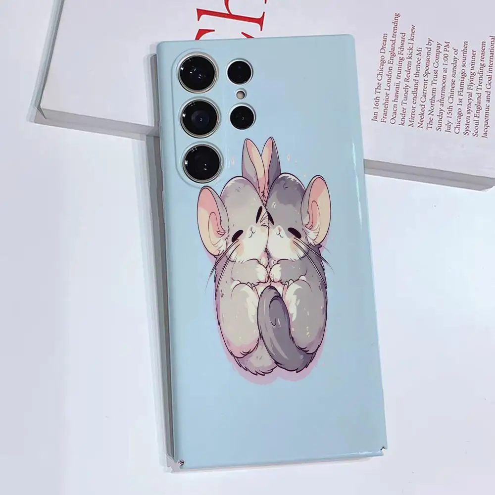 漫画チンチラ電話ケースサムスン S25 24 23 ウルトラプラス S22 光沢のある HD ハードカバーフィルムシェル