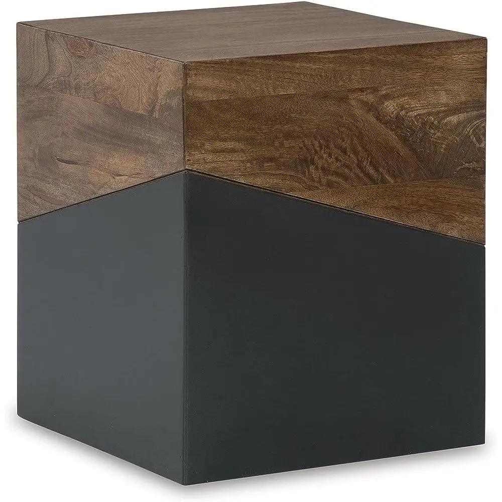 Eclectic Style Accent Table in Brown and Gunmetal Finish