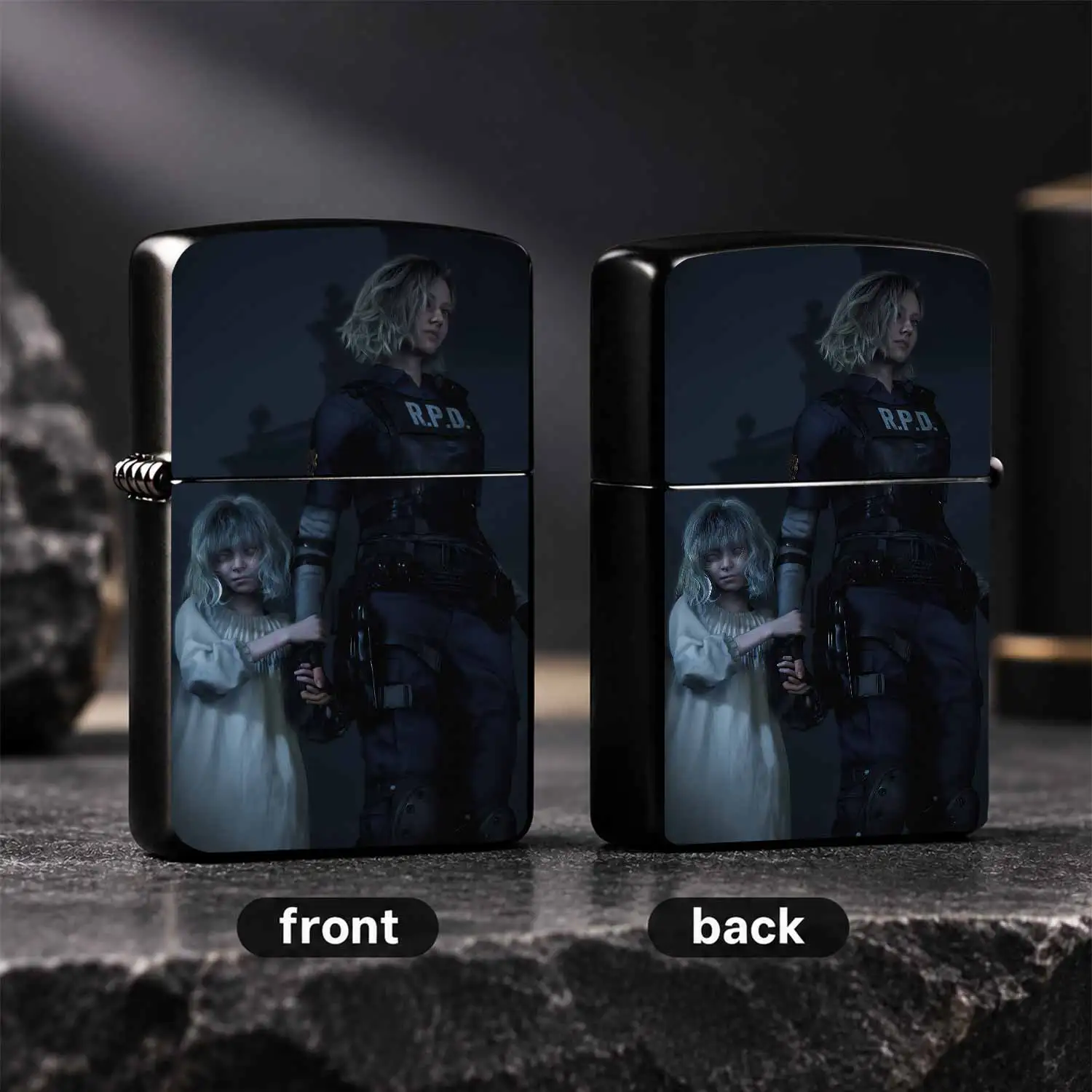 Title: Biohazard Themed Rpd Officer And Little Girl Printed Portable , Dark Atmospheric Trendy Creative Peripheral, Suitable For All Daily Scenarios, Outdoor Commuting, Travel Camping, Ideal Practical Decorative Gift For Game Fans And Casua