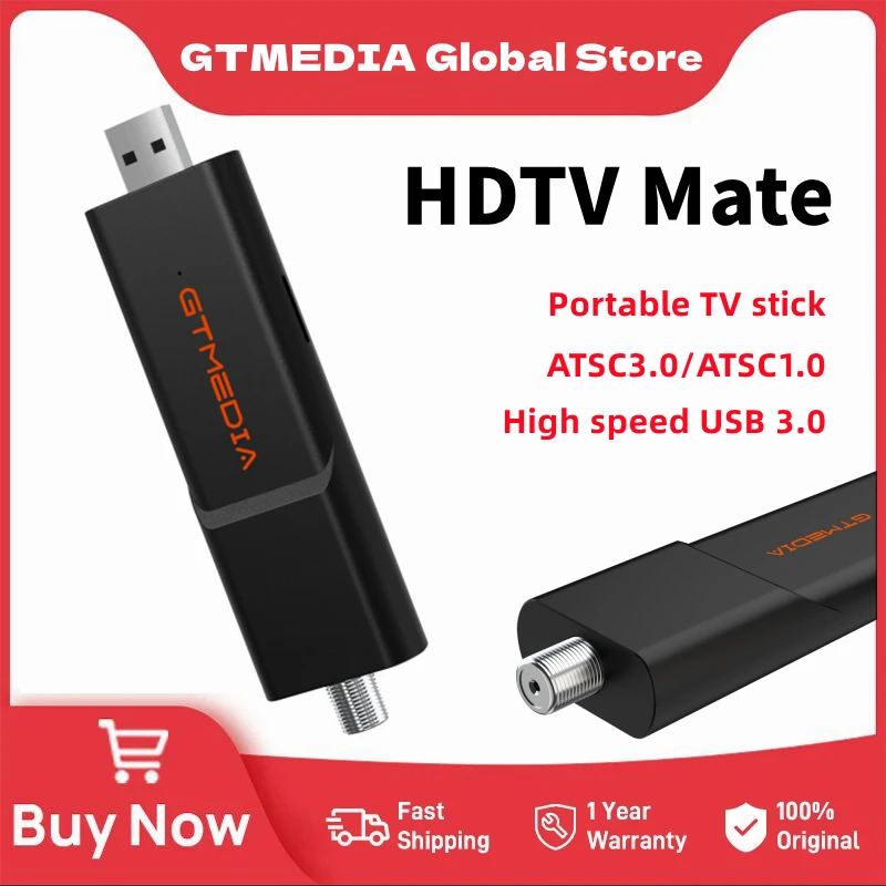 GTMEDIA HDTV Mate ATSC3.0 USB TV Tuner Stick Protable ATSC1.0 TV Receiver For Car Multimedia Player Phone ForUS Official Genuine