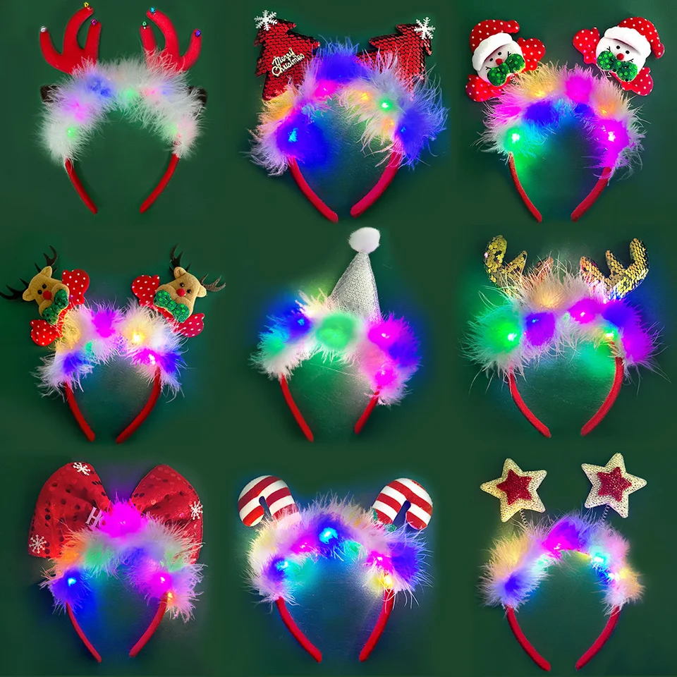 EARENT Christmas LED Antlers Headbands Light Up Hair Hoops Xmas Party Luminous LED Christmas Antler Headband Reindeer Light Up Headband  main image 4