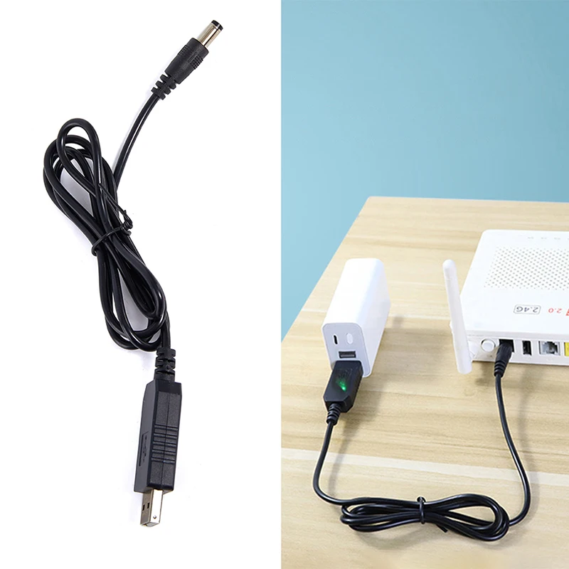 Kabel adaptor konverter USB, colokan 2.1x5.5mm dengan lampu indikator, 1 buah modul penguat daya USB