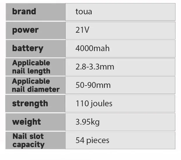 touaDCFN3490 all-electric lithium battery, wooden nail gun, paper nail gun